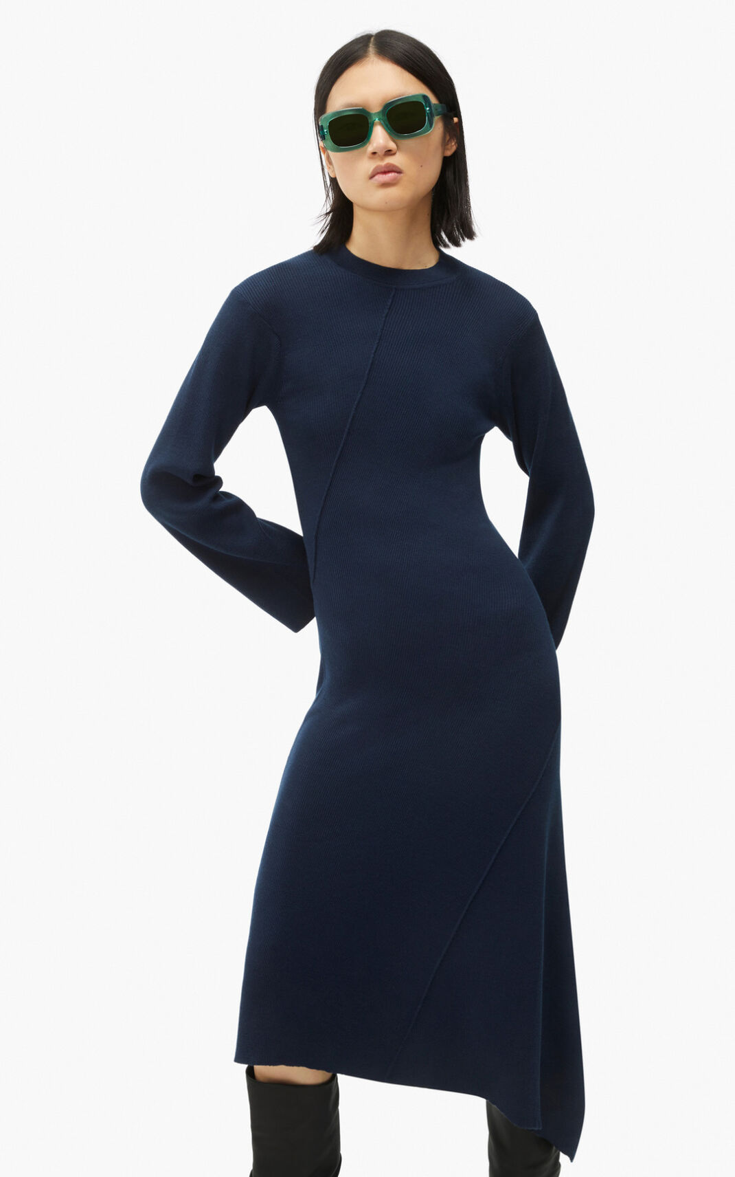 Robe Kenzo Asymmetric midi Femme Bleu Noir | EGTM-75143